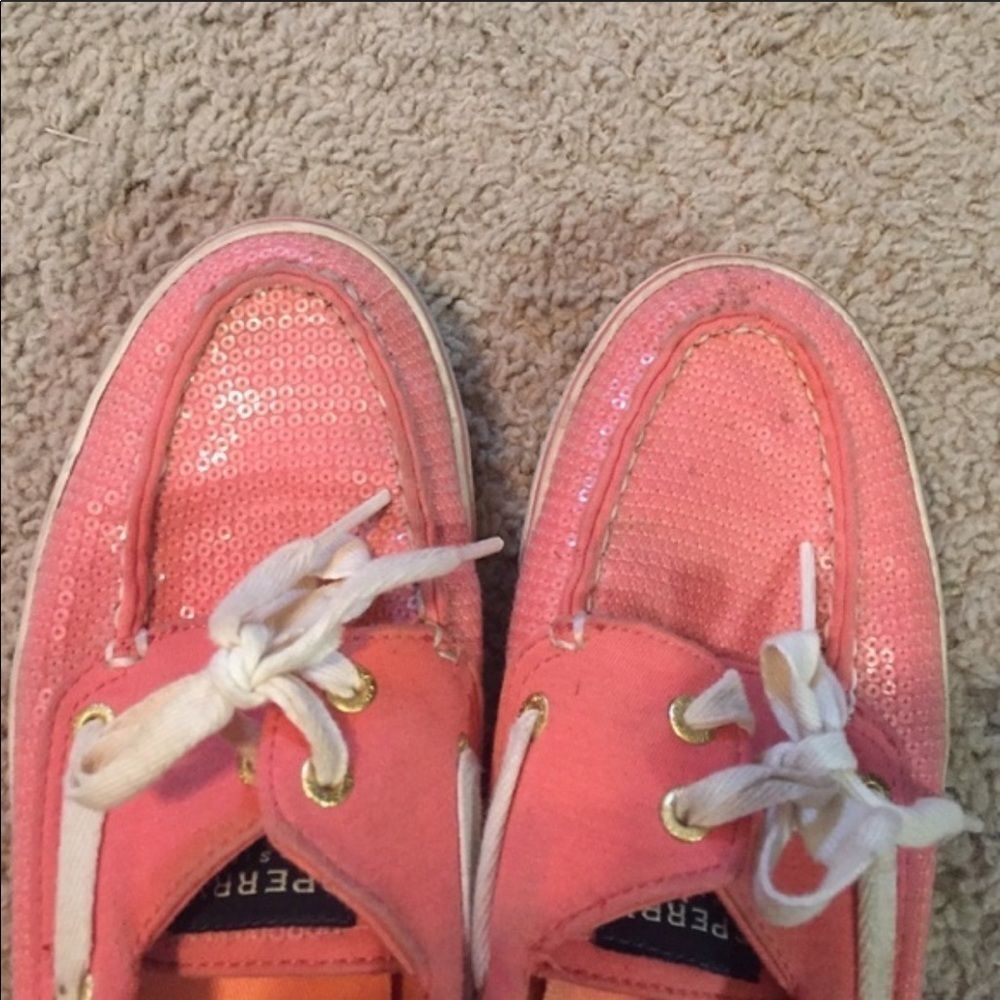 Sperry Top Siders Coral Jersey Sequin Shoes - 7.5 - Picture 4 of 5